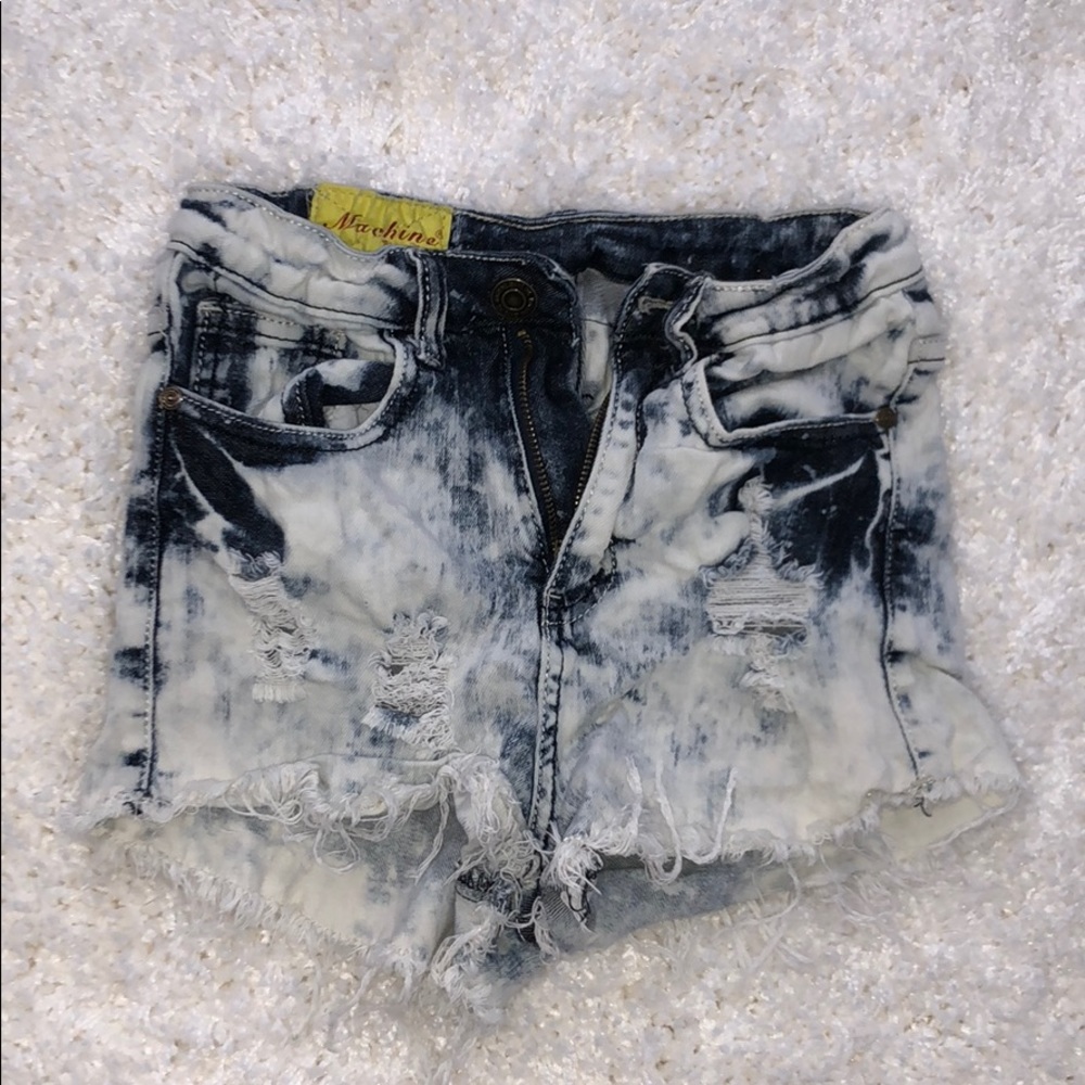 High Waisted Acid Wash Jean Shorts